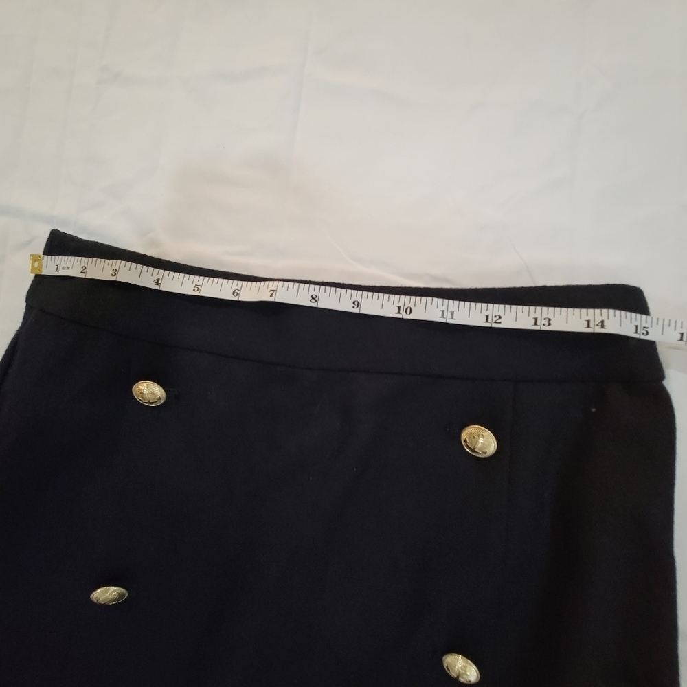 NAUTICA Navy blue Wool Blend Nautical Skirt Front Gold Buttons Size 6 - Picture 6 of 8